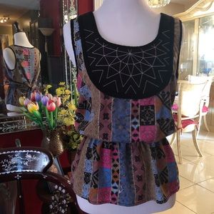 Tribal Print Bib Blouse
